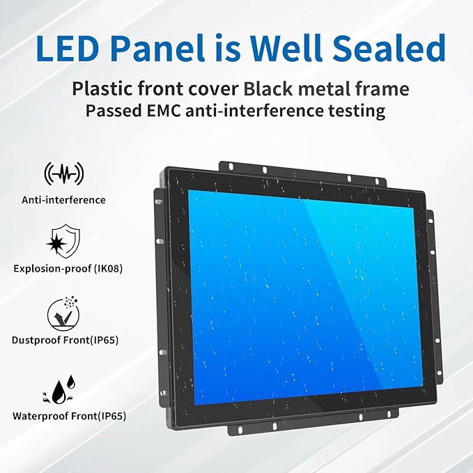 17 Inch Open Frame Touch Monitor PCAP 10-Point Touch Industrial Touchscreen Monitor with HDMI/VGA/DVI Interface Active Matrix TFT LCDLED Backlight with VESA Mount