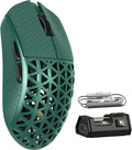 MAMBASNAKE M5 Ultra Carbon Fiber 8000Hz Wireless Gaming Mouse 39g Superlight 42000DPI PAW3950MAX Sensor Nordic 52840 MCU Chip Bluetooth/2.4G/USB-C Wired Mice with Coiled Cable for PC/Mac (Green)