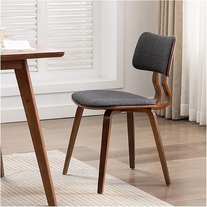 Adjustable Office Computer Chair with Armrest Solid Wood Dining Chairs Kitchen Bedroom Backrest Chair Home Furniture Stool Hotel Restaurant Chair(Log Black)