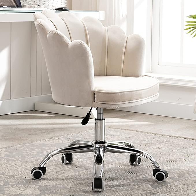 Velvet Dresser Chair Ergonomic Office Game Chairs Bedroom Swivel Recliner Chair with Adjustable Sit Height Home Chair Living Room for Gaming