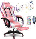 XOOFMASS RGB Gaming Chair with Speakers and LED Light 7 Points Ergonomic Massage Video Game Chair High Back 90°-135° Adjustable PU Leather E-Sport Computer Chair with Headrest &amp Lumbar Support