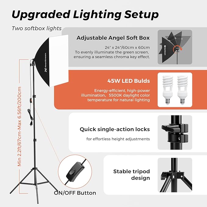 NearStream VM33 Streaming Camera &amp VK40 Photography Lighting Kit Bundle for Livestreaming Video Content Creation &amp Virtual Meetings