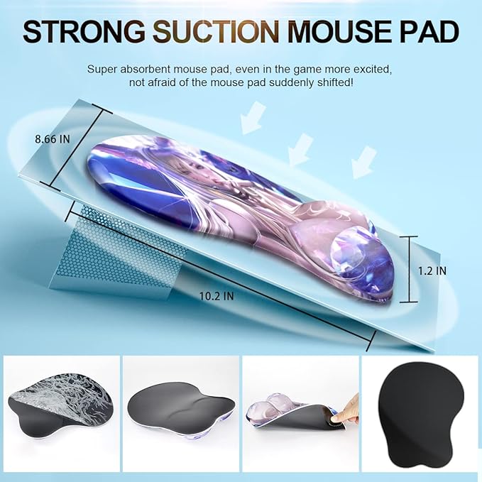 KG Alpha 3D Mouse Pad Anime Silicone Wrist Rest Support Gaming Mousepad… (Kda Ahri)