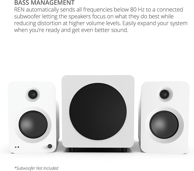 Kanto REN MW Bluetooth Powered Bookshelf Speakers - Matte White Pair SP32PLW 32 Fixed-Height Stands for Bookshelf Speakers - White Pair (2024)