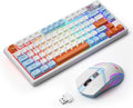 BlueFinger 75% Wireless Gaming Keyboard and Mouse with Smart Display Rechargeable Light Up Wireless Keyboard with Knob Control RGB Backlit Gaming Mouse for Mac Laptop Computer PC Gamer