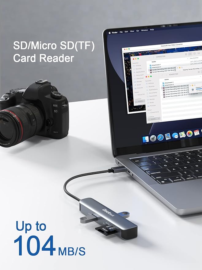 USB C Hub Multiport Adapter dockteck 5-in-1 USB-C Hub with 4K 30Hz HDMI SD/TF Card Slots 2* USB 3.0 5Gbps Data Ports for MacBook Pro MacBook Air iPad Pro XPS