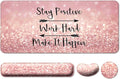 Keyboard Wrist Rest + Mouse Pad with Wrist Support + Desk Mat + Coaster 4 in 1 Set XXL Large Gaming Mousepad Cute Ergonomic Mouse Pads for Desk Computer Laptop Office Decor-Pink Words