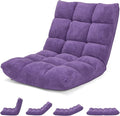 ARLIME Adjustable Floor Chair 14-Position Lazy Sofa Chair with Back Support &amp Thick Padding Portable Foldable Floor Couch for Adults Kids Use in Bedroom Living Room Home Theater (Purple)
