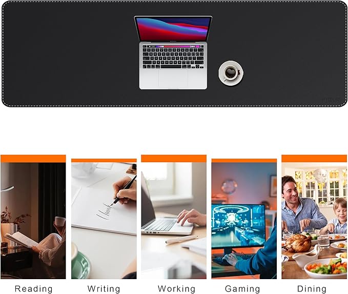 Mydours Extra Long 63 x 19.7 Desk Mat for Professionals - Cork Backing &amp PU Leather Surface Waterproof Computer Desk Protector with Gaming-Friendly Texture Ideal for Keyboards Office Accessor