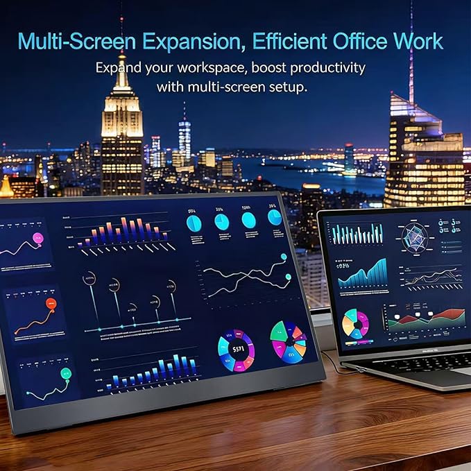 18.5 Inch Large Portable Monitor for Laptop 120Hz 1080P FHD IPS Portable Travel Second Screen Display for/Phone/Xbox PS4/5 100% sRGB Dual Speakers VESA &amp Storage Bag