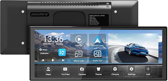 INNOVV V2 10.3Inch Wireless Carplay &amp Android 1920 * 720 IPS Touch Screen for Car Mirror Link Loop Recording GPS Siri with Adjustable Magic Stand