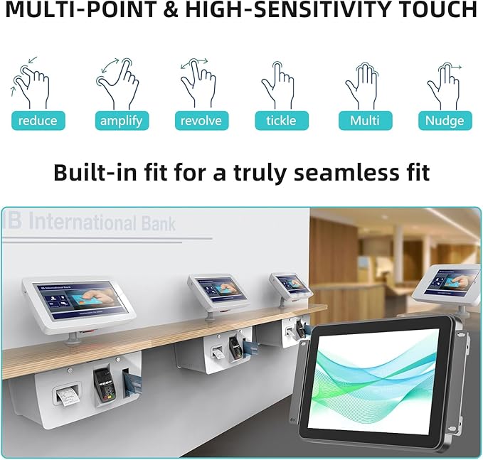 7 Inch Industrial Touch Monitors 10 Points Embedded Open Frame Monitor 1024x 600 @ 60Hz TFT LCD Suitable for kiosks ATMs Vending Machines