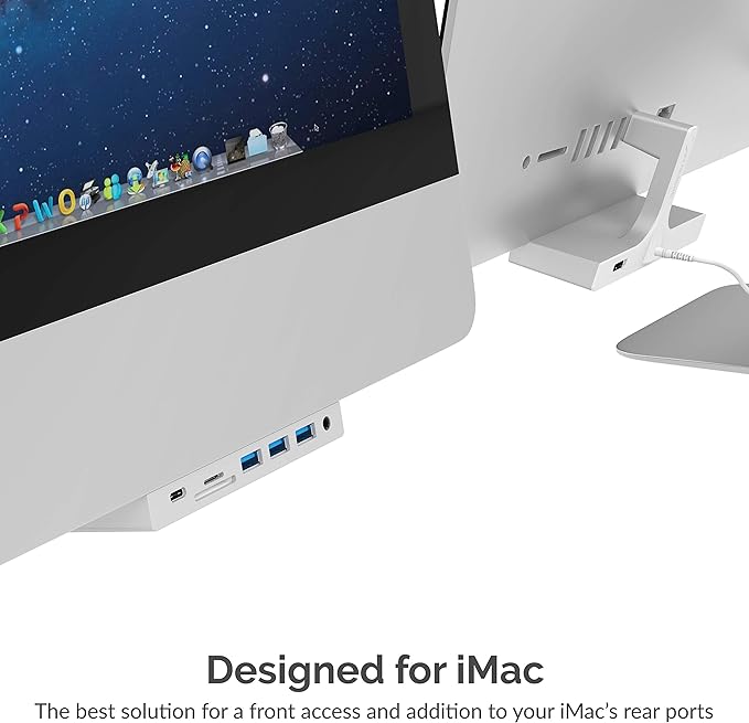 SABRENT Multi Port iMac Hub with Front Access USB Ports SD/Micro SD Card Reader 3.5mm Headphone Jack and Rear HDMI 2.0 Output (iMac 2017 to 2020) (HB-SIMC)