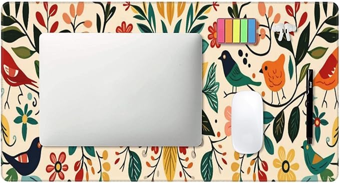 Bohemian Floral Desk Cover MatExtended Large Mouse PadComputer Laptop Mat Desk Decor for Office Game Home 30x16 Inch