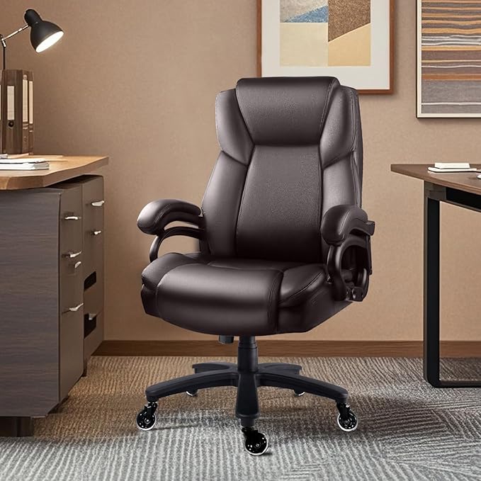 Waleaf 600lbs Big and Tall Office Chair Heavy Duty Chair for Heavy People Adjustable Ergonomic Lumbar Support Executive Chair Large High Back and Quiet Rubber Wheels
