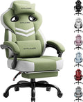 GTPLAYER Gaming Chair Computer Chair with Footrest and Lumbar Support for Adults 360°-Swivel Big &amp Tall Reclining Seat for Office or Gaming (Green)
