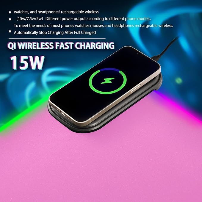 Light Mouse Pad Gaming Mousepad Non Slip Desk Mat Wireless Charging RGB Computer Mouse Pads Keyboard Pad Mats for Desktop Office Home 35.4 x 15.7 in