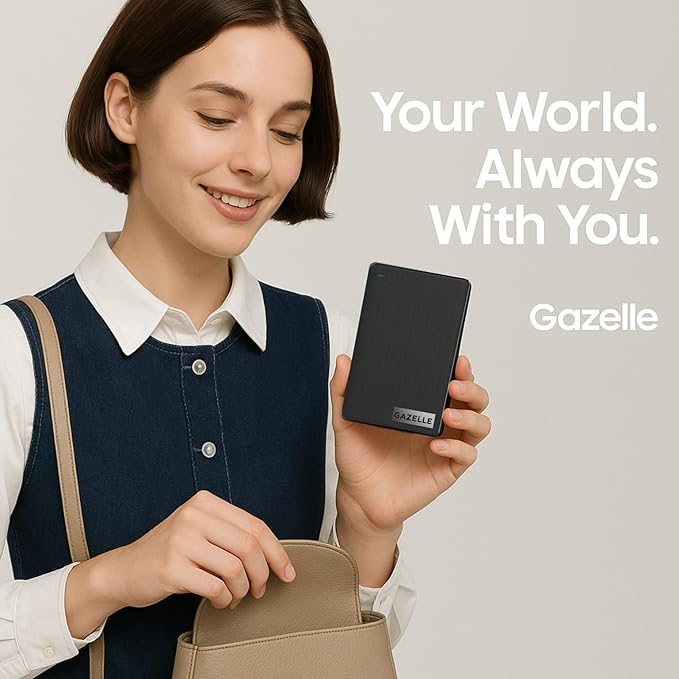 GAZELLE High-Speed 1TB Ultra Slim Portable External Hard Drive - 2-in-1 Type C &amp USB 3.0 Compatible with PC Mac Laptop PS4 Xbox iPad Tablet Mobile (Black) - 1 Year Warranty
