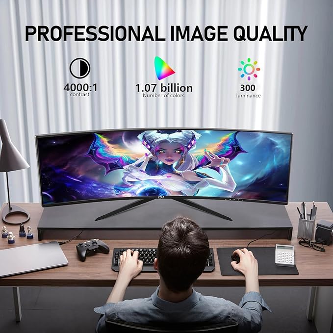 ZZA 34 UltraWide Curved UWQHD Monitor - Immersive Gaming Experience with 165Hz Refresh Rate VA Panel and AMD FreeSync Premium | HDR10 | 99% sRGB | 3440x1440
