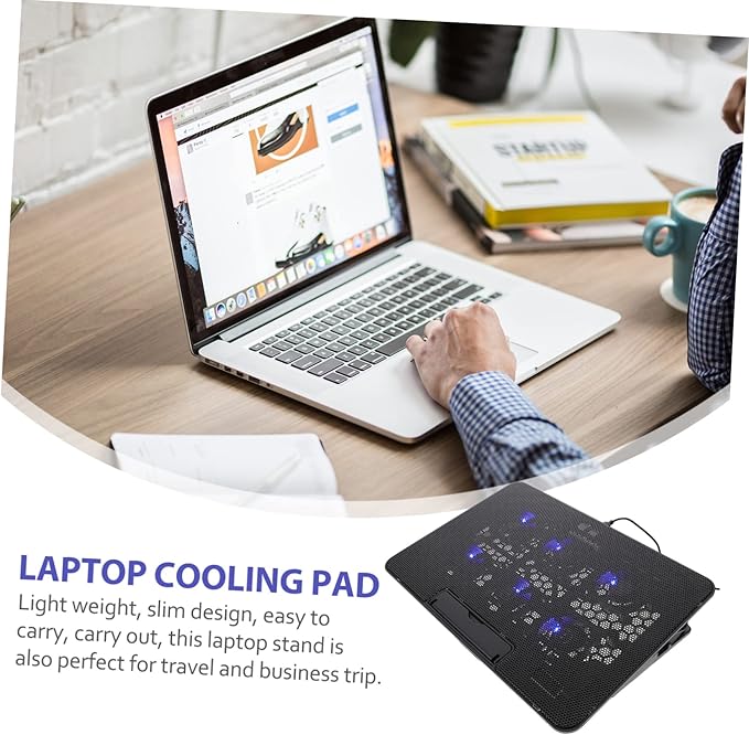 Laptop Cooling Stand Adjustable Height Laptop Cooler Dual Fans Portable and Lightweight Notebook Stand for Efficient Heat Dissipation and Ergonomic Comfort Compatible
