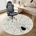 Black White PU Leather Carpet for Hard Wood &amp Tile Floor Cartoon Gothic Fairytale Elements Easy Glide Floor Protector Mat for Office Chairs Animal Diameter 55 in