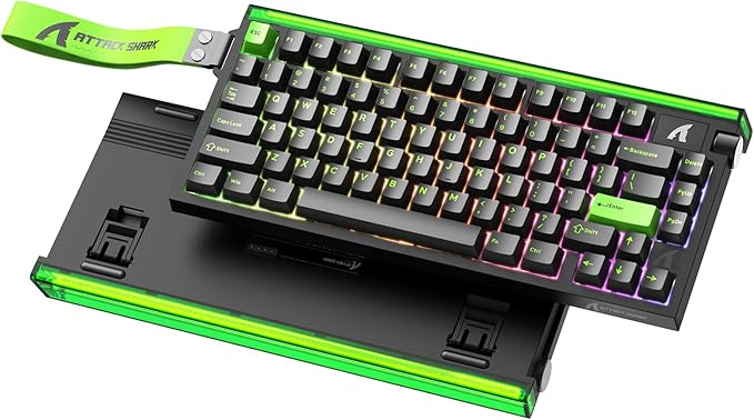 ATTACK SHARK R85 HE Wired 75% Hall Effect Rapid Trigger Mechanical RGB Gaming Keyboard with 8K Polling0.05mm RT Accuracy0.08MS LatencyMagnetic Switch5 Layer Sound DampedDriver for PC Mac(Green)