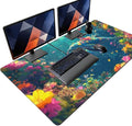 3XL Huge Ocean Mouse Pads Oversized 48x24 - Extra Large Gaming XXXL Mouse Pad for Full Desk - Whales Marine Life Mousepad with Stitched Edges Non-Slip Rubber Base Desk Mat