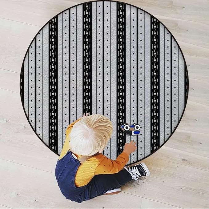 Modern Tribal Gaming Chair Mat for Hardwood Floor Anti-Slip Floor Protector Game Controller Rubber Gaming Computer Chair Mat Exotic Inspired Vertical StripsMulticolor Diameter 47.2 in