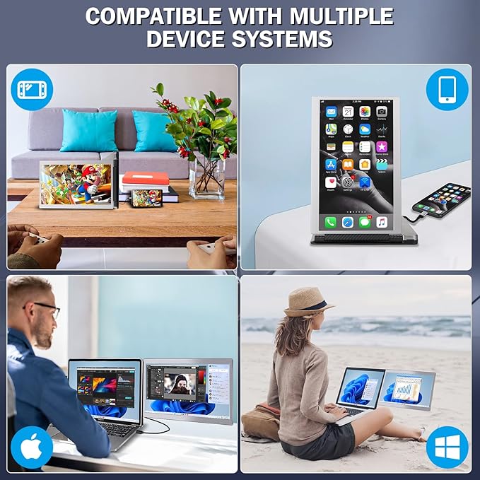 12'' Portable Monitor for Laptop Screen Extender for 13.3'' MacBook Designed for MacBook Screen Extender FHD 1080P IPS Display Plug and Play P1M