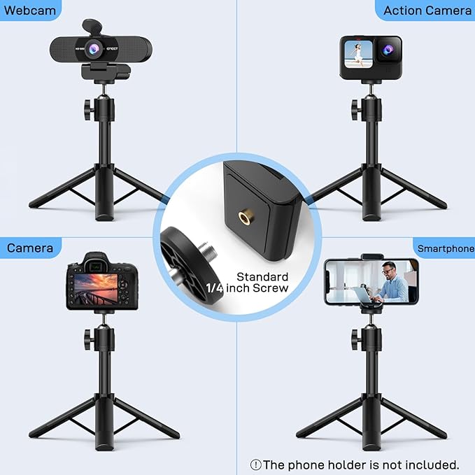 EMEET C960 Webcam with Tripod 1080P Webcam with Microphone Adjustable Height Mini Tripod C960 Web Camera with Privacy Cover Plug &amp Play with Stand for Zoom/Skype/YouTube/FaceTime