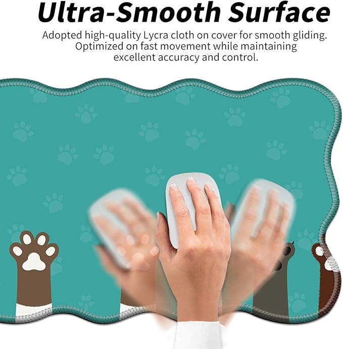 Cute Cat Paw Animal Desk Mat Mouse Pad 31.5 x11.8 XL Extended Mousepad Huge Mouse Pads with Stitched Edges Desk Pad for Work Game Office Home