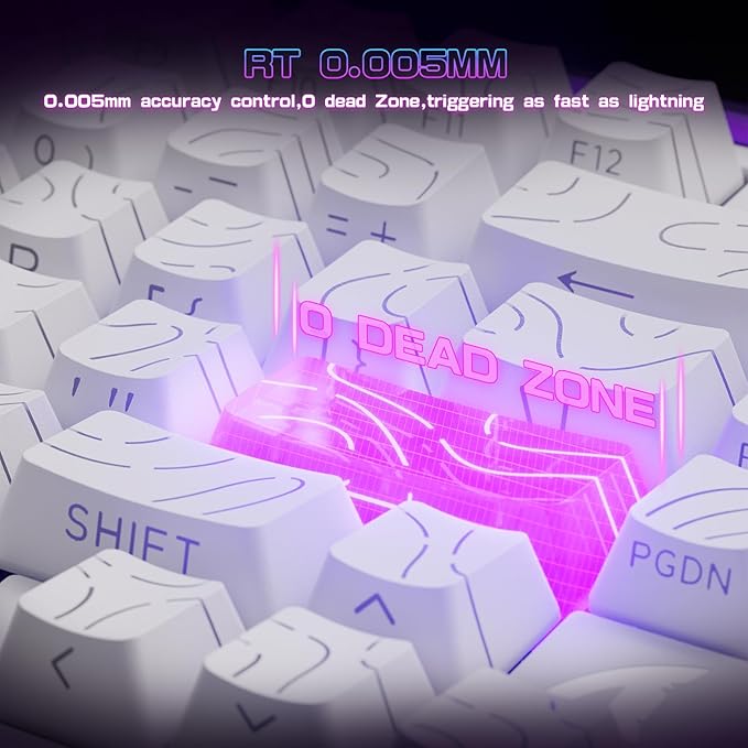 ATTACK SHARK R85 HE Wired Rapid Trigger Mechanical RGB Gaming Keyboard with Custom Lightbox8KHz Polling Rate0.005mm RT Accuracy0.08MS LatencyHall EffectMagnetic SwitchDriver for PC-White Contour