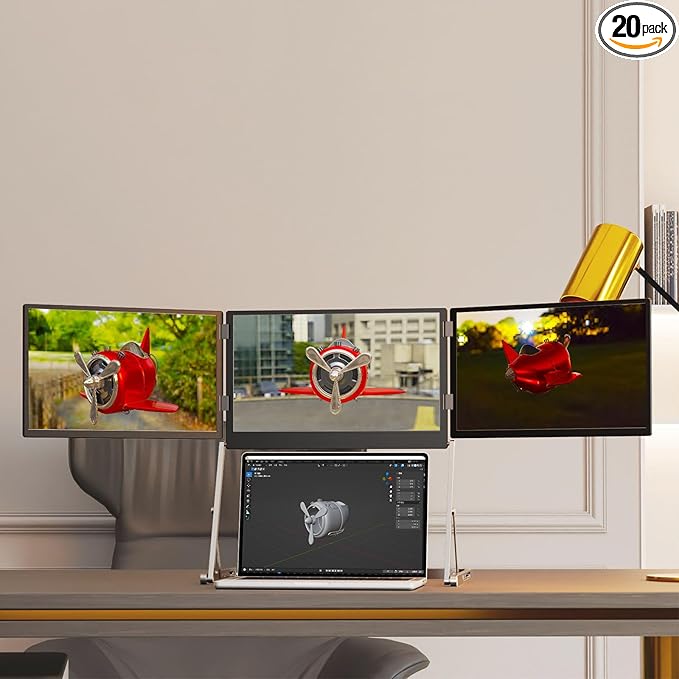 Triple Laptop Screen Extender Monitor 15.6 Quad Portable Screen FHD 1080P for Compatible with Windows/Mac