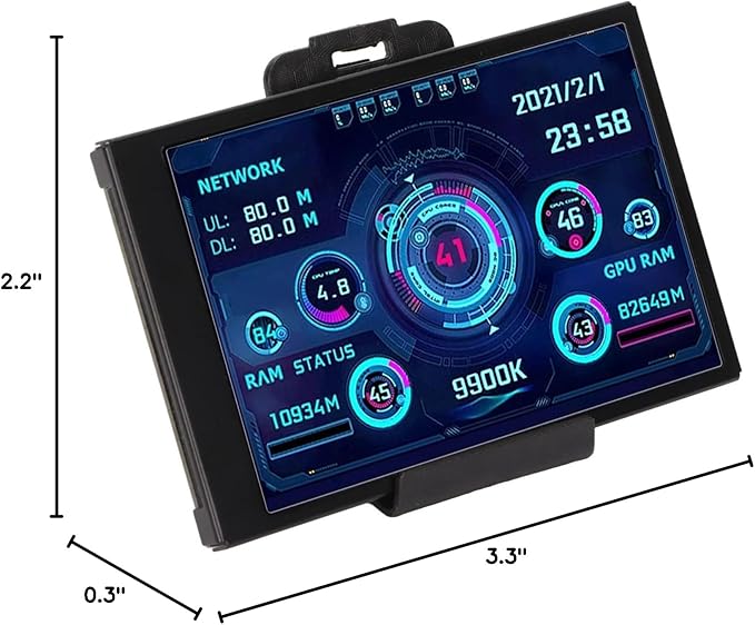 Heayzoki PC Temperature Display Screen 3.5in USB Mini Screen PC Sensor Panel PC CPU Data Monitor Only Support for System.