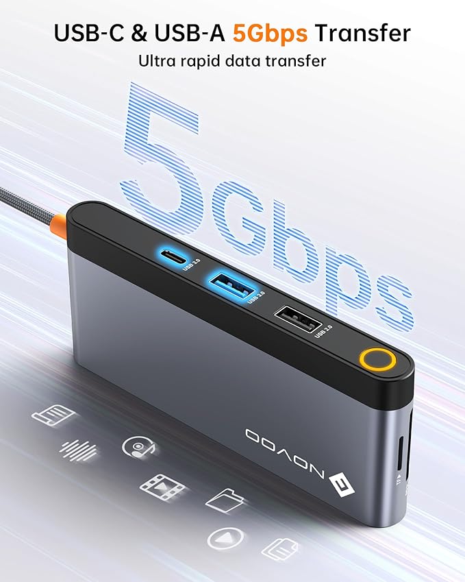 Novoo USB C Docking Station Dual HDMI Adapter 10 in 1 Multi Display 8K with 2 HDMI VGA 100W PD 3 USB TF Card USB-C 3.0 Hub Multiport Dongle Compatible with MacBook/Dell/HP/Lenovo Surface Laptops