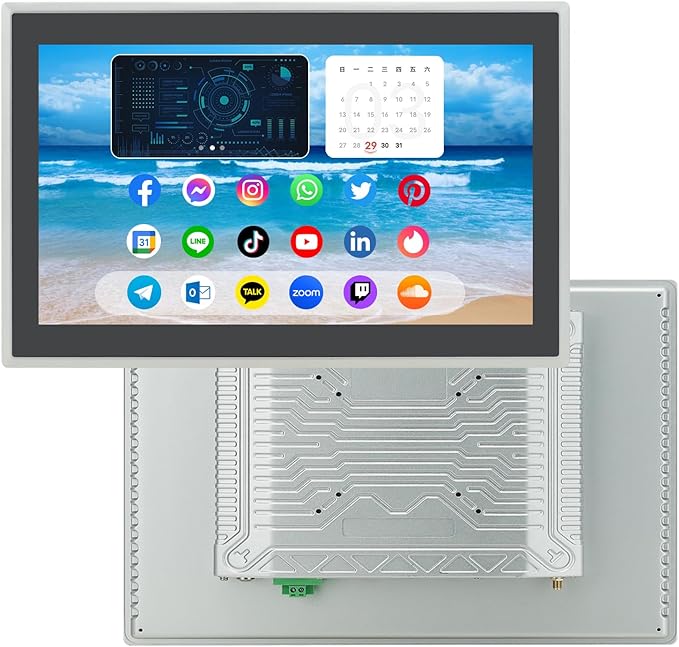 15.6 inch Android 12 Industrial Embedded Interactive Touchscreen Monitor Capacitive Multi-Touch Tablet with Front IP65 Monitor RAM 8G &amp ROM 128G WiFi &amp BT HD-MI-Out &amp USB Ports