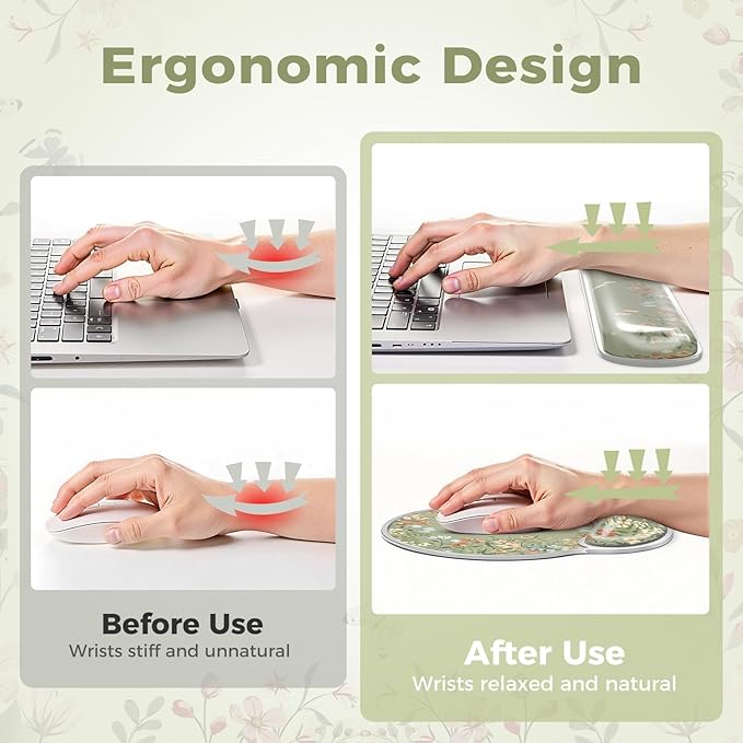 iCasso Gel Wrist Rest for Keyboard and MouseErgonomic Mouse Pad Wrist Support for Typing Pain ReliefSilicone Keyboard Cushion Hand ArmCute Computer Wrist Rest for Women Girl