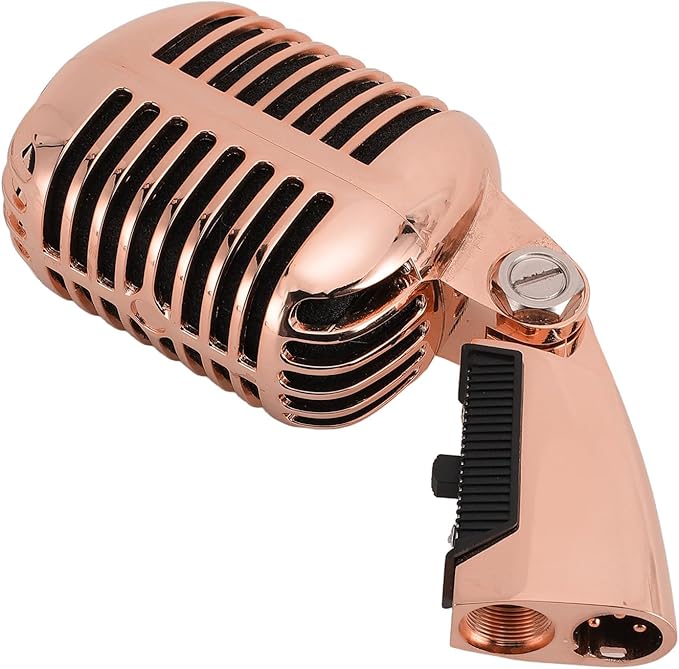 Vintage Dynamic Microphone Zinc Alloy Cardioid Mic with High Signal Output for Studio and Stage Performance (Rose Gold)