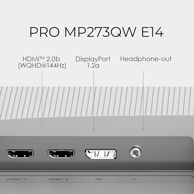 msi PRO MP273QW E14 27-inch IPS 2560 x 1440 (QHD) Computer Monitor 144HzAdaptive-Synch HDMI DP Port VESA Mountable Tilt Speaker 1ms White