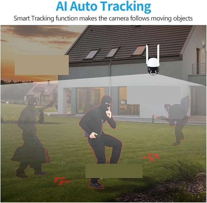 IP Camera P2P 1080P HD WiFi Color Night Vision Auto Tracking Surveillance Webcam Outdoor Security Monitor(EU PlugCamera Add 32G)