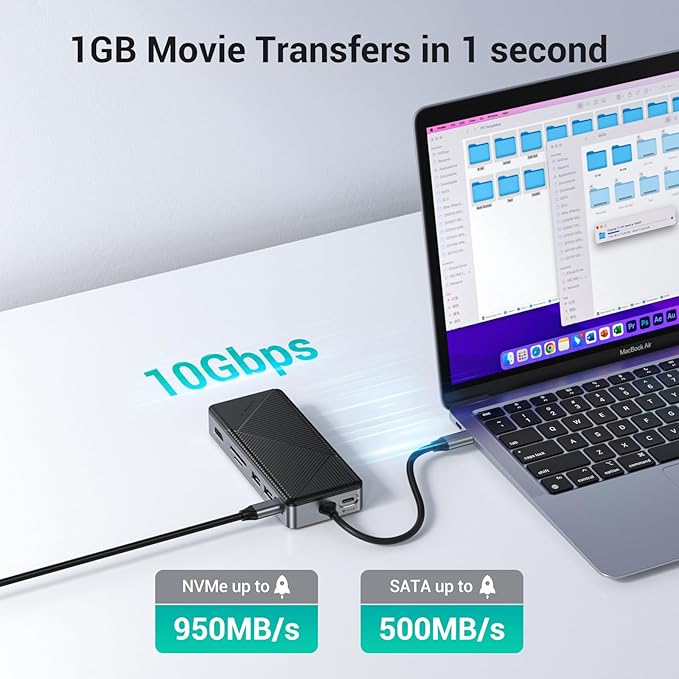 GiGimundo GM28P M.2 NVMe SSD Docking Station - 10Gbps Multi Ports Portable USB-C Hub PD100W HDMI 4K 60Hz SD Card Reader M.2 Dock for Laptop Mac Black