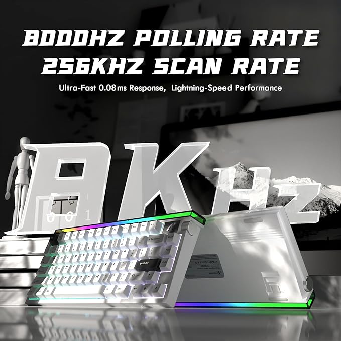 ATTACK SHARK R85 HE Wired 75% Hall Effect Rapid Trigger Mechanical RGB Gaming Keyboard with 8K Polling0.05mm RT Accuracy0.08MS LatencyMagnetic Switch5 Layer Sound DampedDriver for PC(Star White)