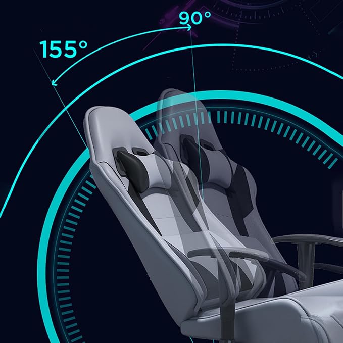 Video Game Chairs with Footrest Comfortable Fabric Gamer Chair for Adults High Back Gaming Chair Reclining Computer Chair with Headrest and Lumbar Support