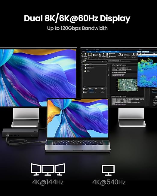 Silkland 80Gbps USB 4 for Thunderbolt 5 Cable 10FT/3M up to 120Gbps Bandwidth for Dual 8K 240W PD 3.1 Charging Braided USB C Video Cable Compatible Thunderbolt 4 MacBook iPhone 17 SSD Dock