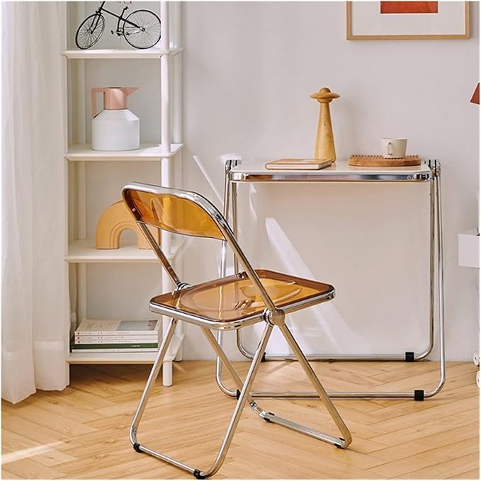 Adjustable Office Computer Chair with Armrest Dining Chairs Kitchen Folding Backrest Home Chair Transparent Furniture(White)