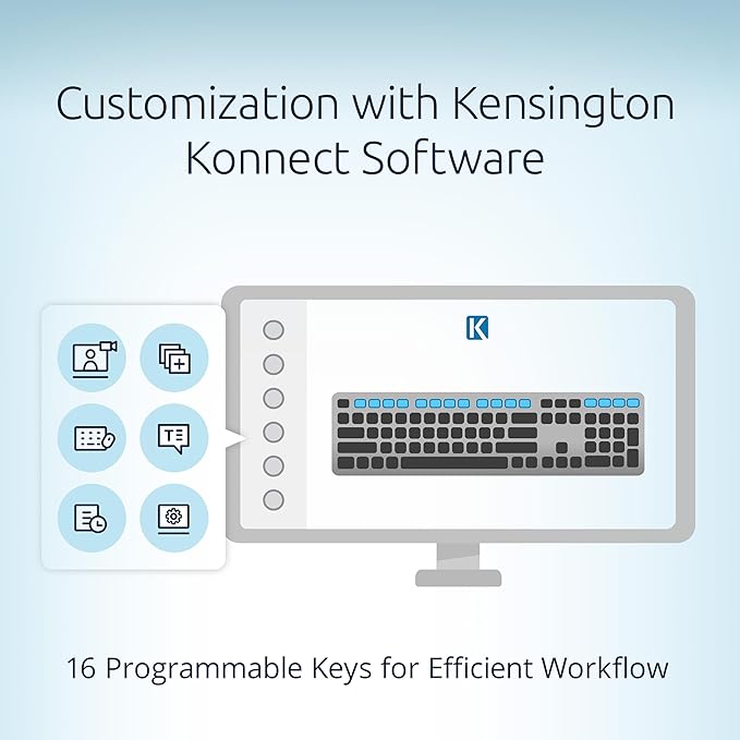 Kensington KB535 Wireless Keyboard Bluetooth &amp 2.4GHz Connection Full-Size Layout Quiet Scissor-Switch Keys Programmable Copilot Hotkey Compatible with Windows Black (K75408NA)