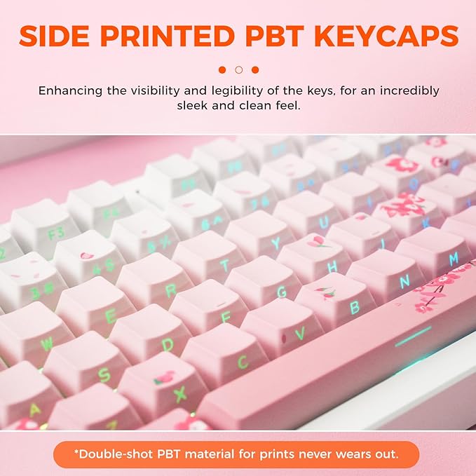 DAREU EK75PRO Sakura Pink Wireless Mechanical Gaming Keyboard and Wireless Gaming Mouse with Charging Dock Combo(HiFi Dream Switch)
