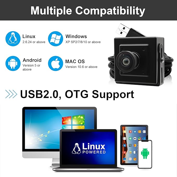 SVPRO 16MP USB Camer 120° Wide Angle Distortion-Free Webcam for Computer Laptop Embedded Video Camera with IMX298 Sensor for Machine Vision USB2.0 Industrial Camera for 3D Printer