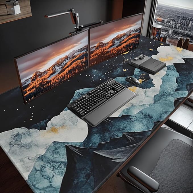3XL Huge Gaming Mouse Pad Oversized (48x24) - Extra Large XXXXL Mouse Pads for Full Desk Mountain Mousepad with Stitched Edges Non-Slip Rubber Base Desk Mat for Laptop Computer &amp PC
