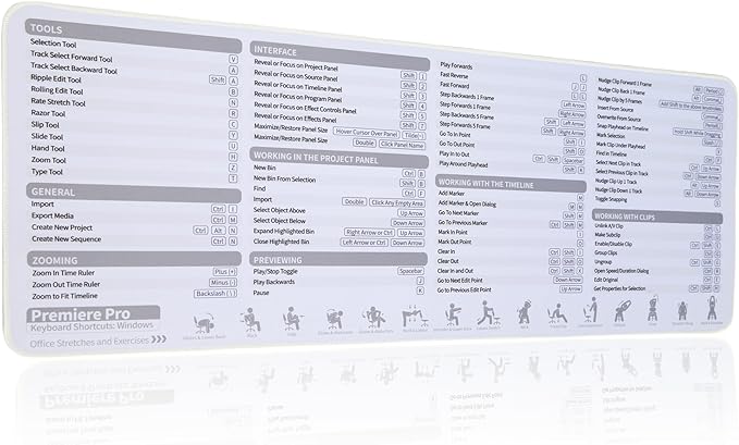 Premiere Pro Shortcuts Mousepad Adobe Premiere Keyboard Mouse Pad Quick Reference Keyboard Shortcut Desk Mat for Video EidtingLarge SizeWaterproof Non-Slip Gifts for Friend